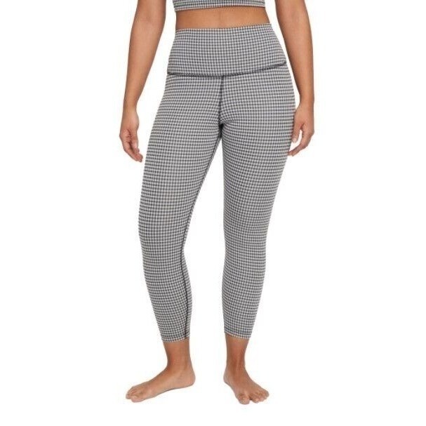 Nike Women's Dri-Fit One Icon Clash Mid-Rise 7/8 Legging Xs Black Gingham 27142
